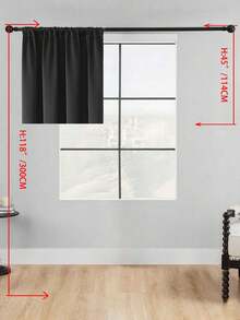 1pc Solid Color Polyester Blackout Curtains With Simple Modern Design, Suitable For Bedroom, Living Room, And Balcony, Features Sunscreen And Heat Insulation Function, Uv Protection, Easy To Install With Rod Pocket, Available In Dark Colors - Black - View 12