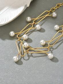 1pc Spring/Summer Fashion Minimalist Geometric Ball Metal Wire Necklace, Avant-Garde Design Personalized Choker For Women - Yellow Gold - View 2