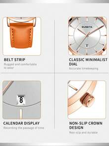 SUNKTA LIGE 时尚女士腕表，精致独特设计，石英表，生活防水，女士节日礼物 - 玫瑰金 - 查看 4