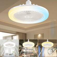 25CM Ventilador de techo de anillo LED,Luz del ventilador de techo,Con mando a distancia y aromaterapia,3000K-6500K/luminosidad regulable,Tres velocidades del viento,30W,3000Lm - Blanco - Ver 10
