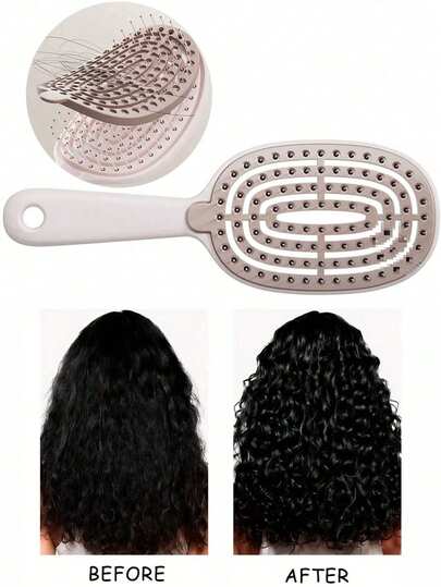 1 pièce Brosse à oreiller autonettoyante, brosse rétractable, épilateur à peluches, fonction de nettoyage intégrée, brosse de mise en forme, de massage, de volumisation, usage domestique pour femmes, peigne à friser à coussin d'air
