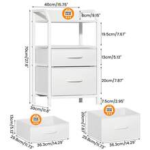 Compact 2-Drawer Fabric Bedside Table With Open Shelf | Metal Frame & Wooden Top, Space-Saving Nightstand For Bedroom/Living Room, Modern Sofa End Table With Storage - White - View 5