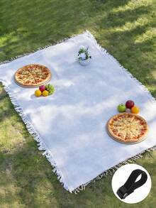 防水柔软法兰绒格子野餐垫，户外露营毯，便携式无纺布露营垫，清新白色，适合春夏，INS风图案露营毯，旅行沙滩公园草坪用品，便携轻便可折叠耐用多功能垫子地毯，适合假日、夏季、春季野餐、徒步旅行、探险、海滩、户外派对、露营和其他节日礼品 - 多款 - 查看 9