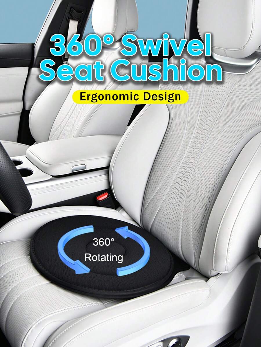 360° Rotating Car Seat Cushion, Breathable Rotating Seat Pad, Anti-Slip 360 Degree Swivel Disc For Elderly And Pregnant Women, Universal Size 40cm/15.7in, Comfortable All Season, Multiple Colors Available, Car Accessory Gift - A - View 1