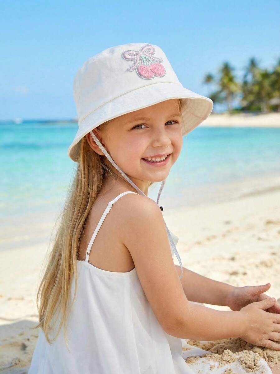 1pc Cherry Print Bucket Hat, Cartoon Kids Hat For Sun Protection, Foldable & Lightweight, Suitable For Spring, Summer, Autumn, Outdoor Activities, Travel, School Events - 1PC - View 1