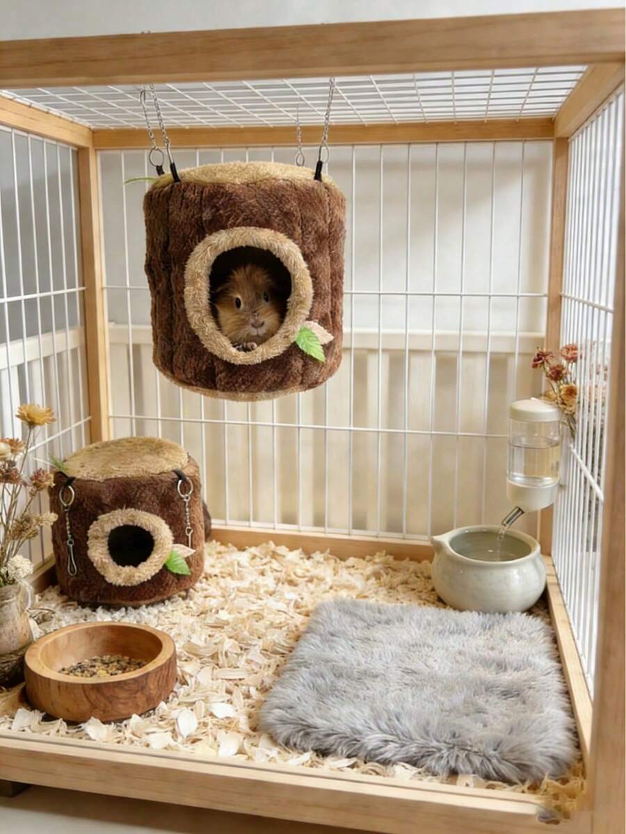 1pc Tree Stump Hanging Hammock ,Hamster Nest, Rabbit, Guinea Pig Nest, Sugar Glider, Squirrel Warm Nest, Hammock, Guinea Pig Nest, Small Animal House. Hamster Hideaways And Cage Accessories; Soft, Washable Log-Style Items. Hammocks For Hedgehogs, Ferrets And Rabbits, As Well As Small Animal Houses And Habitats. - Multicolor - View 1