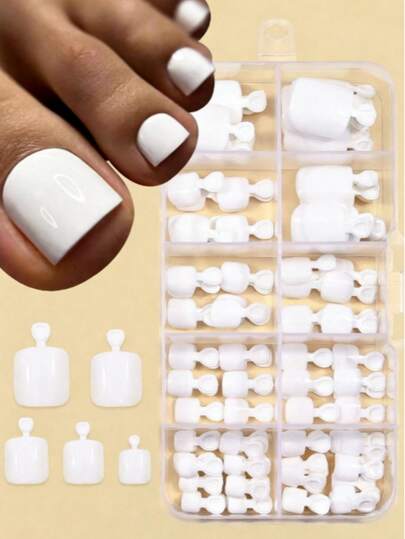 120pcs Pure White Short Artificial Nail Tips With Embossed Design, Suitable For Toenails, Great For Mother's Day Gifts, Nail Art Supplies, Applicable For Christmas, Halloween, Thanksgiving, Mother's Day, Valentine's Day