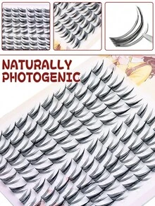 100片向日葵浓密迷人簇状假睫毛，自然卡通俏皮C型卷翘睫毛嫁接 - 查看 5