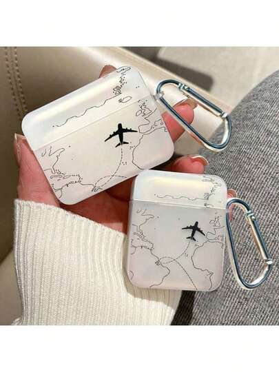 1个飞机图案保护壳，兼容苹果无线充电盒，防刮防摔。