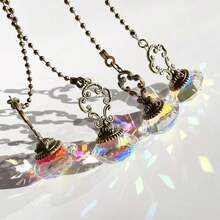 2pcs Vintage Copper Chain Crystal Pendant Extender, Colorful Pendant Extender, Zipper Extender With Crystal Prism Ball Connector, Suitable For Bathroom Toilet Light, Ceiling Fan, Table Lamp Extension Cord, Indoor Outdoor Garden Sunshine Catcher, Making Colorful Party Decorations, Suitable For Mother's Day, Father's Day, Party, Birthday Gifts - Multicolor - View 5