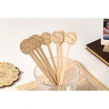 Removedores de cóctel de madera personalizados, palitos de mezcla de cóctel de madera, removedores de boda, removedores de bebidas con letras artísticas - Excelente - Ver 6