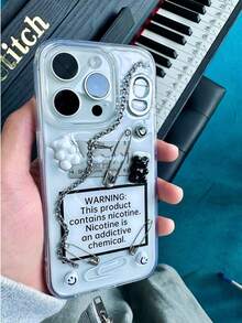 Ốp lưng điện thoại 3D phong cách Punk Metal Gothic Retro thủ công cá nhân hóa, tương thích với iPhone 17/16/15/14/13/Pro Max, trong suốt cao cấp, phong cách cá nhân, kiểu dáng Ins, mặt lưng epoxy trong suốt, thiết kế độc đáo. - Trong sáng - Xem 4