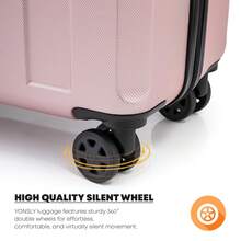 YONSLY Suitcase 20/24/28 Inch With YKK Zipper, TSA Lock, 4 Quiet Wheels, 360° Mesh Compartment, Hard Shell Suitcase, Large Trolley Suitcase, Carry-On Luggage For Holidays, Short Trips And Business Trips - 玫瑰金 - 查看 4