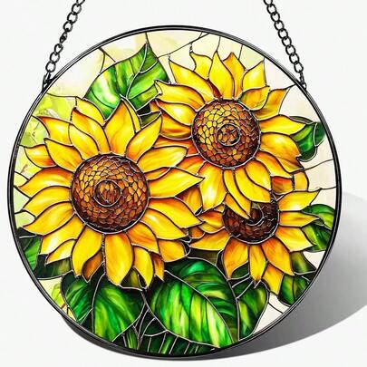 玻璃挂饰，春季植物生命之树窗挂饰，阳光捕捉器