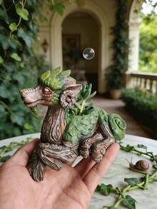 神话森林龙雕像多肉植物花盆，独特的树脂植物盆架，适用于室内外家居办公室书桌架窗台装饰，奇幻生物花盆，适合仙人掌、香草、小型植物，波西米亚风花园艺术摆件，送给植物爱好者的独特礼物 - A - 查看 7