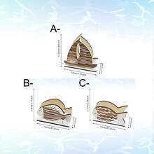 1/3pcs Rustic Wooden Napkin Holder, Ocean Theme Fish & Sailboat Design, Freestanding Paper Towel Rack, Suitable For Kitchen Counter, Dining Table And Coffee Table, Central Decor Piece For Mediterranean Coastal Home - Multicolor - View 2