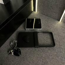 Simple Black Phone Case With Heart Pendant Compatible With Samsung Galaxy ZFlip7 Z Flip6 ZFlip 5 Zflip6 Zflip5 Shockproof Back ,Phone Case Compatible With Motorola,Phone Case Compatible With Xiaomi - Black - View 10