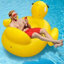 Cama flotante de piscina inflable de grosor, silla de piscina inflable con forma de pato gigante, adecuada para fiestas en la piscina y en la playa - Multicolor - Ver 6