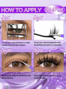 544/480/384 Clusters D‑Curl False Eyelashes, DIY Segmented Eyelashes Long‑Lasting, Full Volume And Natural.Suitable For Salons, Parties, Nightclubs And Other Occasions, Lash Clusters, Single False Lashes, Segmented False Lashes And More - Multicolor - View 8