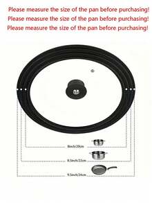 1pc Universal Pot Lid, Fits 6", 7", 8", 9.5", 10.5", 11" Diameter Pots/Pans, With Heat-Resistant Silicone Rim And Tempered Glass - Clear - View 9