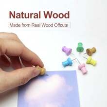 Colorful Wood Push Pins Decorative Wooden Thumb Tacks For Cork Board And Bulletin Board Map Pins For Wall 60 Pieces - Colorful - View 4