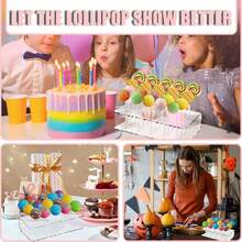 1pc/2pcs Transparent 15-Hole Lollipop Display Stand, Suitable For Colorful Candy Sticks, Cupcakes And Desserts, Great For Parties And Events, Dessert Display, Vertical Lollipop Rack - 透明 - 查看 8