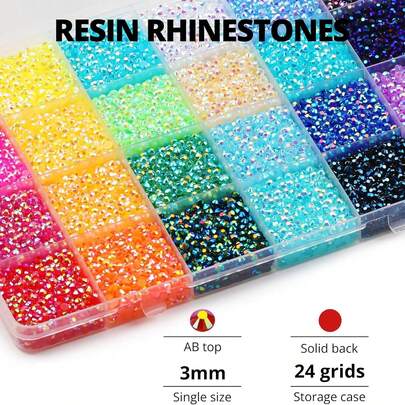 Bộ dụng cụ đính đá lấp lánh kèm dụng cụ, đá giả kim cương nhựa màu 3mm để trang trí, đá giả kim cương nhựa dẹt dùng cho đồ thủ công, bộ dụng cụ đính đá cho quần áo, giày dép, trang điểm mặt, cốc chén.