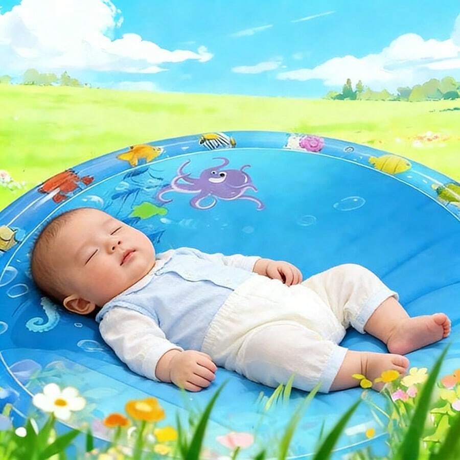 1件装儿童水床拍水垫,婴儿爬行水垫,家用,夏季可注水,幼儿适用 - 彩色 - 查看 1