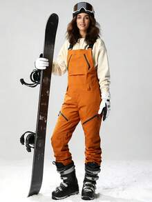 1-Piece Women's Slim-Fit Ski Jumpsuit With Adjustable Straps, Suitable For Outdoor Activities, Winter Skiing, Ski Gear, Snow Sports Pants, Reinforced Structure, Functional Ski Pants, Ski Wear - 黃色 - 查看 4