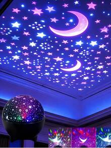 Star & Moon Projection Lamp, Featuring Minimalist Design, USB Powered, With Multiple LED Lighting, Suitable For Creating A Relaxing Ambiance In Office Or Home. An Excellent Gift Choice For National Day, Labor Day - Multi-color light - View 5