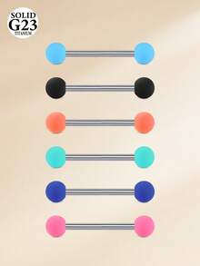 CIZME 6件装夜光乳环舌环乳环穿刺钛合金14G直杆穿刺饰品12mm、14mm、16mm、18mm - 彩色 - 查看 12