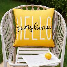 2Pcs Outdoor Pillow Covers ,18x18 Inch/12*20Inch  Hello Sunshine Decor Yellow Waterproof Summer Outdoor Waterproof Pillow Covers Decor For Patio Funiture Garden Sofa Couch - Yellow - View 3