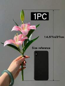 1/2 Pcs Artificial Lily Flower, Fake Flower Decor For Bedroom, Living Room, Vanity, Wedding Bridal Bouquet, Arch, Party, Christmas, Halloween Gift - Multicolor - View 10