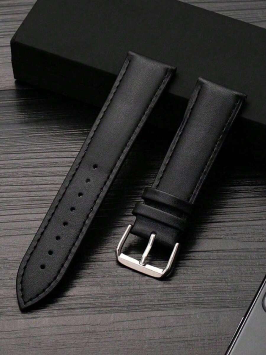 1条18mm/20mm/22mm时尚黑色软皮表带，兼容三星Galaxy Watch 7/6/5/4 40mm/44mm，也适用于三星Galaxy Watch 3 41mm/45mm、GT2 46mm、Watch 2/2S、Gear S2/S3、Watch 5/4/3/GT5/GT4/GT2等型号。 - 黑色 - 查看 1