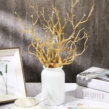 1 Peça Galho de Árvore Artificial Mansanita de 40 cm, Galho em Formato de Chifre de Cervo de Plástico Falso, Haste Decorativa de Planta para Casa, Casamento, Centro de Mesa de Jantar, Decoração de Feriados - Dourado - Visão 6