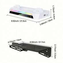 P/S5 Slim Wall Mount With Dual Controller Chargers, Headset Holder, And RGB Light Strip - ABS Material, Includes USB Cables & Adapters For Easy Setup - White - View 3