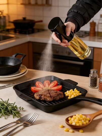 1pc 200ml Olive Oil Spray Bottle, Leak-Proof, Suitable For Kitchen, Grilling, Frying Pan And Outdoor Camping