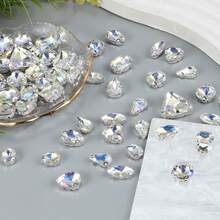 50pcs Moonlight Faceted Silver Bottom Resin Rhinestones - Mixed Shapes And Sizes, Suitable For DIY Crafts And Phone Case Decoration - Multicolor - View 6