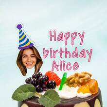 1pc Customizable Acrylic Cake Topper With Photo And Name, No Power Needed, Exquisite And Romantic, Suitable For Birthday Party, Christmas Decor, Housewarming, Fashionable Design - Multicolor - View 5
