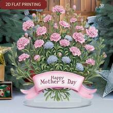 1pc 2D Acrylic Carnation Decor, Suitable For Office, Bedroom And Living Room, Mother's Day And Birthday Creative Gift, Multifunctional Floral Decoration With Stand - Style a - View 1