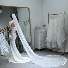 1pc Handmade Lace Edge Bridal Veil, Dark & Elegant Styledramatic Floor Length Cathedral Wedding Hair Accessory Fall Clothes For Women - Black - View 6