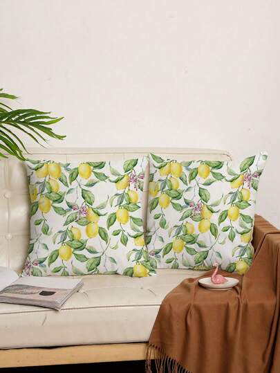 Bộ 1/2/4 vỏ gối vuông in họa tiết chanh, chất liệu nhung mềm mại (không bao gồm ruột gối), chất liệu thân thiện với da, thích hợp cho phòng khách, phòng ngủ, ghế sofa, xe hơi, mọi mùa, quà tặng ngày lễ.