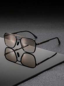 1 Cặp kính nam gọng vuông bằng kim loại, cầu kính đôi, kiểu dáng công sở tối giản thanh lịch cao cấp, kính mắt thời trang phù hợp cho công việc, văn phòng, đi làm. - Nhiều màu - Xem 9