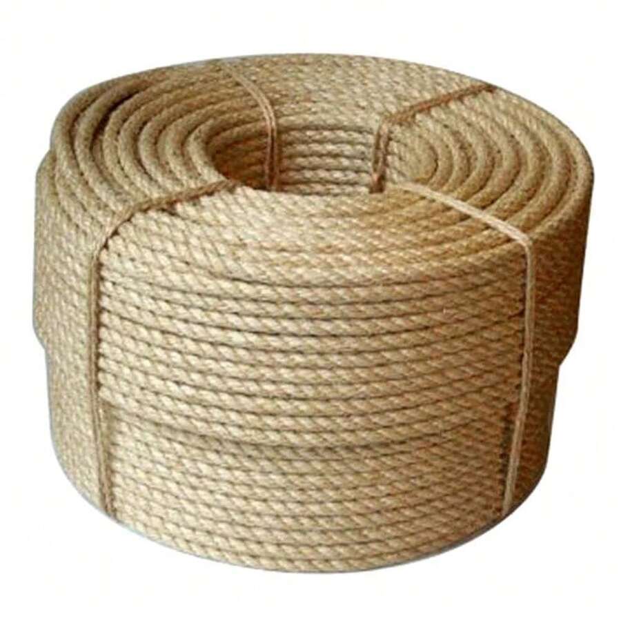 100m Coil Of 6mm Natural Pure Jute Rope 3 Strand Ided Twisted Cord Twine Sash - Lainnya - View 1