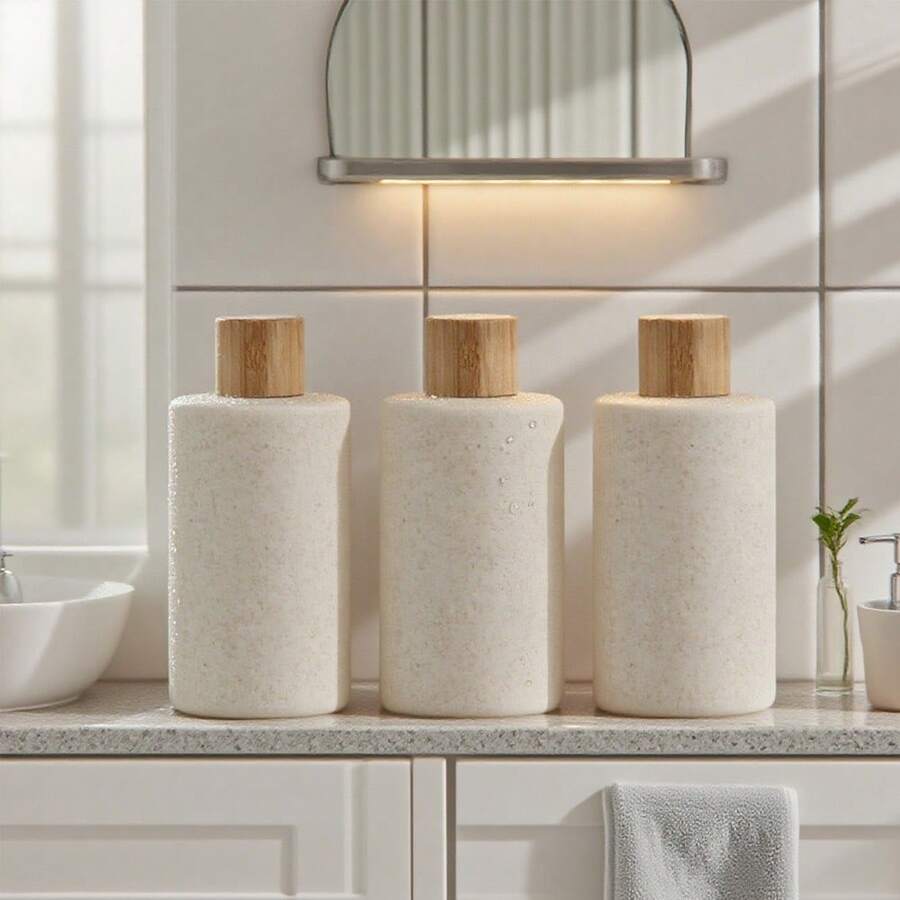 3个10.1盎司防漏空瓶，可重复灌装，化妆品液体容器，适用于洗发水、护发素、洗手液 - 300ml*3-千秋蓋 - 查看 1