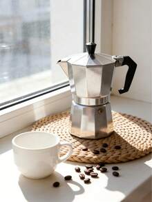 1个铝制单阀摩卡壶，炉灶式意式咖啡壶，户外休闲咖啡时光必备 - 黑色 - 查看 2