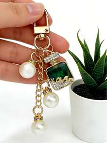 Elegant Pearl Keychain With Perfume Bottle Pendant - The Perfect Gift For Her - Car Keychain, Creative Easter Design Ornament, A Gift For Friends Who Love Decorating, Suitable For Home And Holiday Decor, Perfect Birthday And Party Gift, Suitable For Relaxation, Birthdays, Christmas, Valentine's Day, Easter, Women's Day, Mother's Day And Independence Day Gifts And Party Favors. - Multicolor - View 6