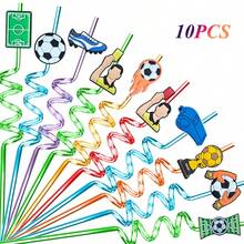 WJLLMYBAKING 10pcs Reusable Spiral Football Straws, Suitable For Football Party, Plastic Straws For Football Match Party Supplies, Gifts - View 7
