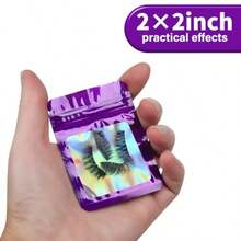 100-Pack 2*2 Inch Mylar Bags With Clear Window Holographic Resealable Sealable Packaging Zip Bag For Small Bussiness Jewelry Candy Sample Food Packing Supplies Dark Purple - 深紫色 - 查看 4