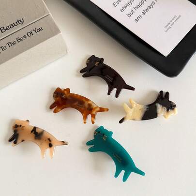 4pcs/1pc Korean Cute Acetate Cat Hair Clips, Side Clips, Bangs Clips For Women, New Design